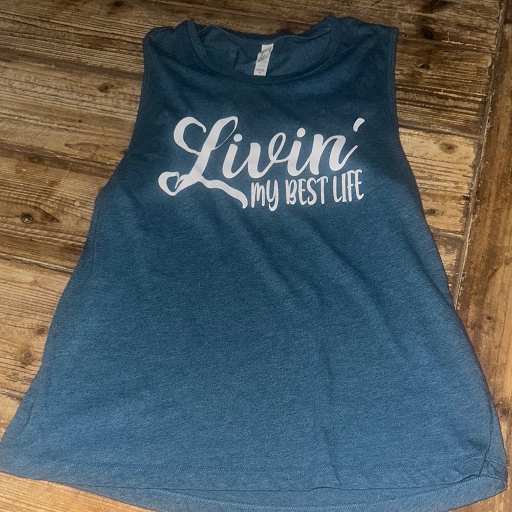 Bella Canvas Navy Muscle Tee Livin' My Best Life